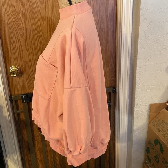 Nap Loungewear Peach Coral Oversized Sweatshirt Hi-Low Drawstring Hem Size Large - Picture 3 of 9